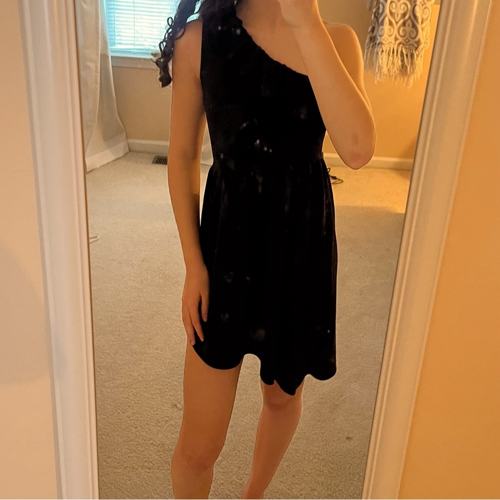 Abercrombie Kids Black one-shoulder asymmetric mini dress